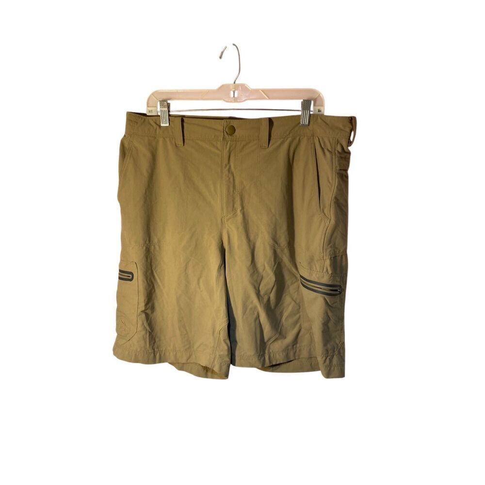 LL.Bean Mens Nylon Spandex Hiking Cargo Athletic Shorts Brown S/36W